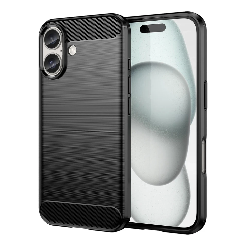 Hurtel Carbon Apple iPhone 16 Plus silikoninis – dėklas telefonui juodos spalvos