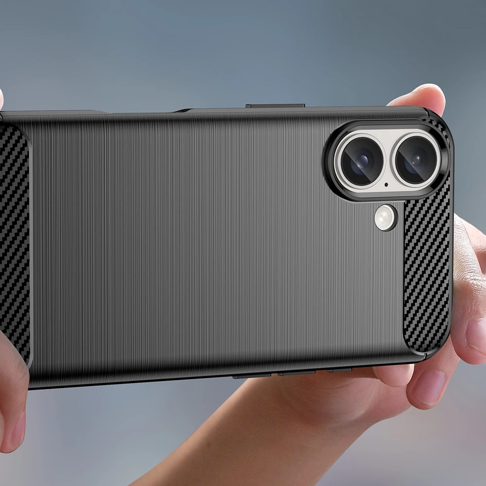 Hurtel Carbon Apple iPhone 16 Plus silikoninis – dėklas telefonui juodos spalvos