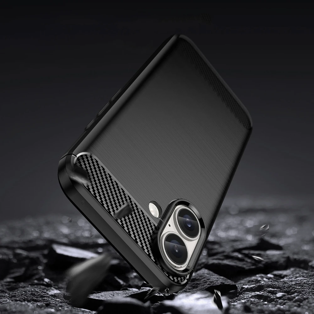 Hurtel Carbon Apple iPhone 16 Plus silikoninis – dėklas telefonui juodos spalvos