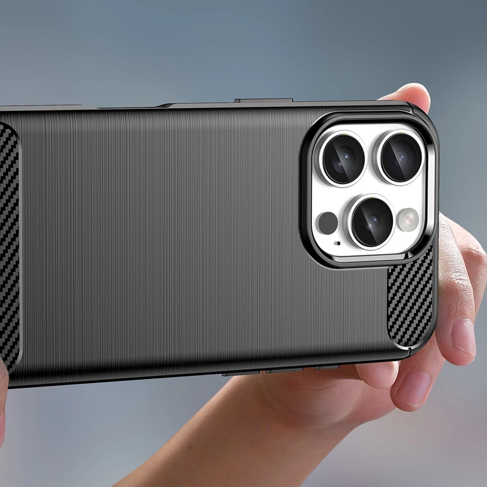 Hurtel Carbon Apple iPhone 16 Pro Max silikoninis – dėklas telefonui juodos spalvos