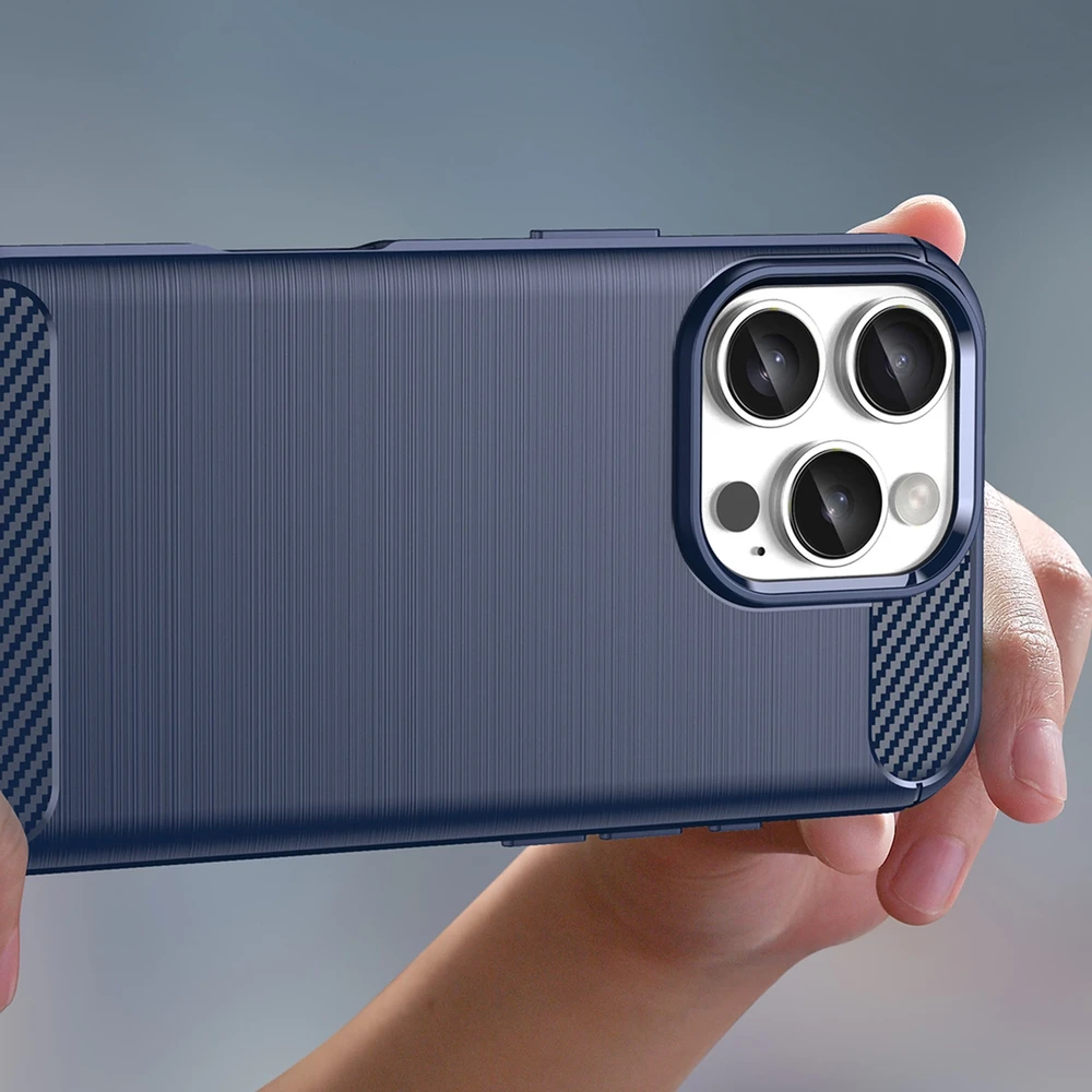Hurtel Carbon Apple iPhone 16 Pro Max silikoninis – dėklas telefonui mėlynos spalvos