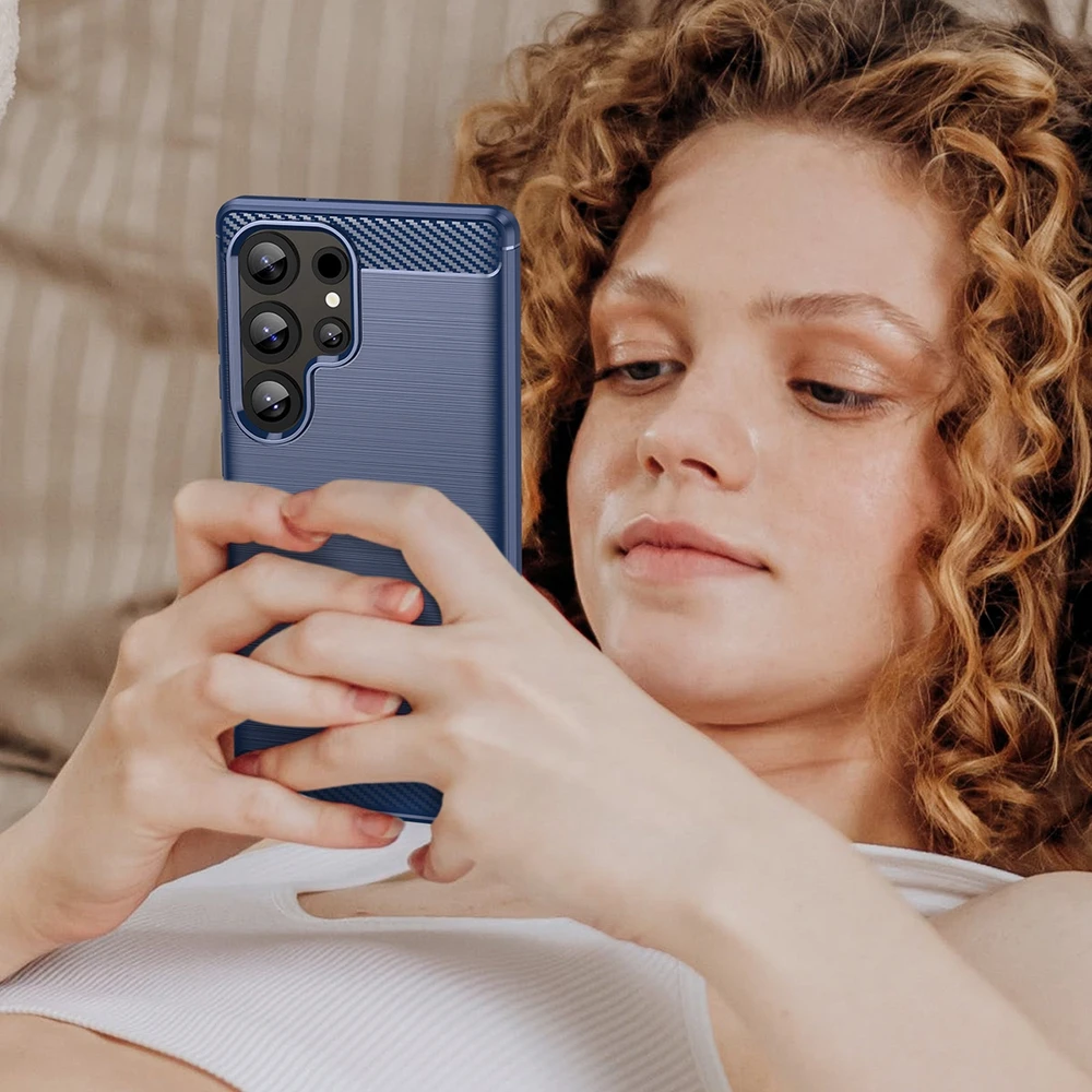Hurtel Carbon Case do Samsung Galaxy S25 Ultra – dėklas telefonui mėlynos spalvos