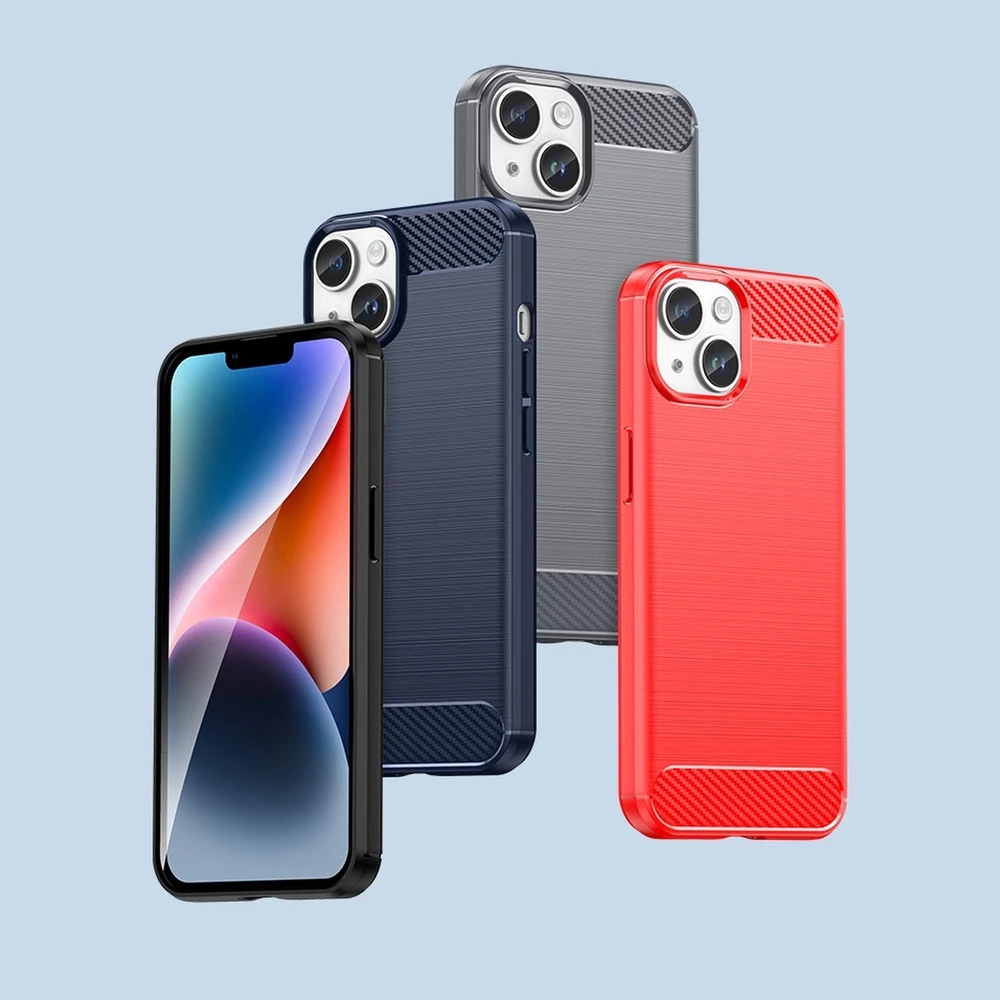 Hurtel Carbon dėklas skirtas iPhone 14, mėlynas