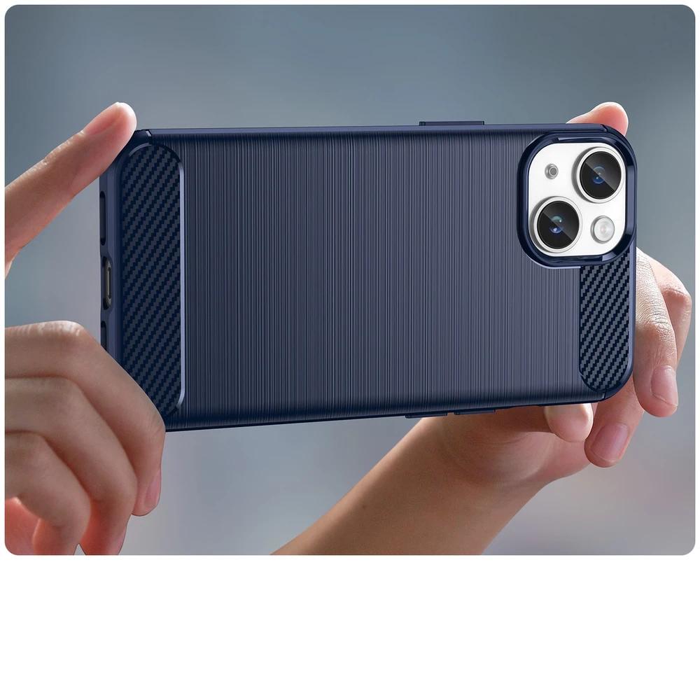 Hurtel Carbon dėklas skirtas iPhone 14 Plus, mėlynas
