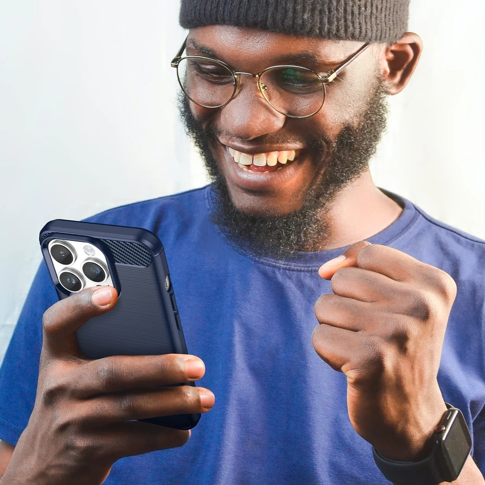 Hurtel Carbon dėklas skirtas iPhone 14 Pro, mėlynas