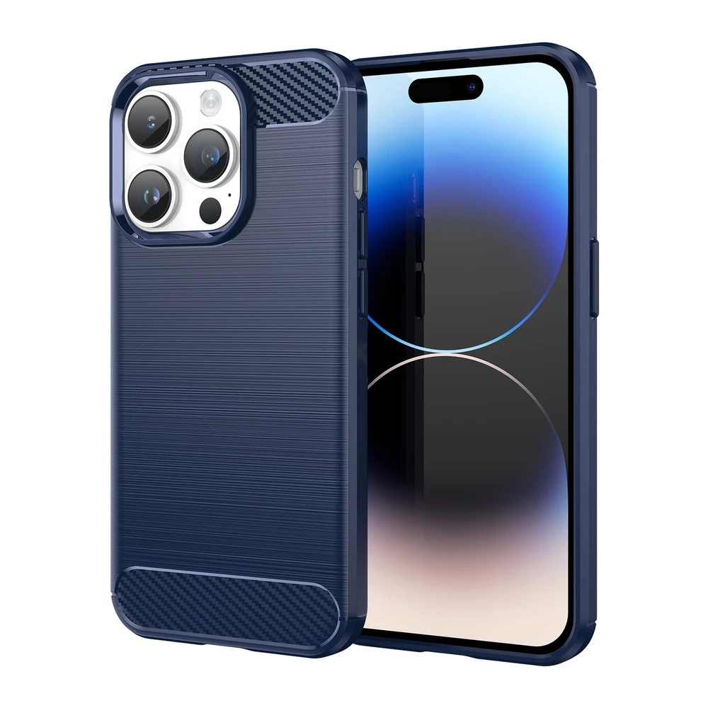 Hurtel Carbon dėklas skirtas iPhone 14 Pro Max, mėlynas