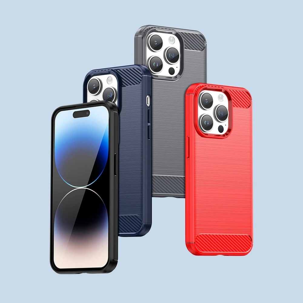 Hurtel Carbon dėklas skirtas iPhone 14 Pro Max, mėlynas