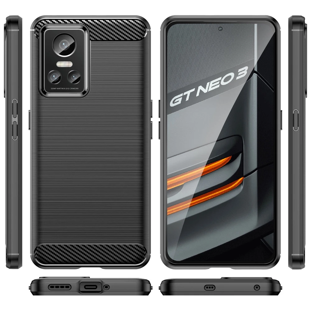 Hurtel Carbon dėklas skirtas Realme GT Neo 3, juodas