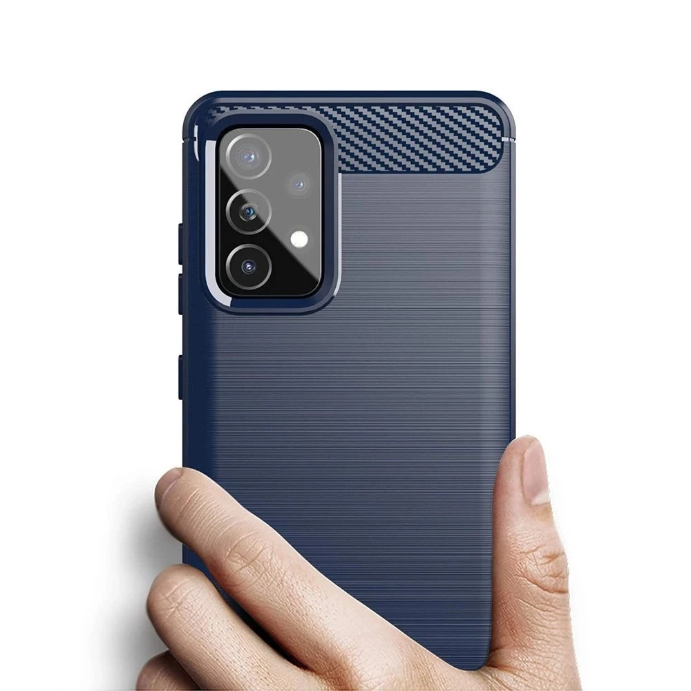 Hurtel Carbon dėklas skirtas Samsung Galaxy A72 4G, mėlynas