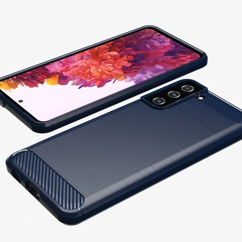 Hurtel Carbon dėklas skirtas Samsung Galaxy S21+ 5G (S21 Plus 5G), mėlynas