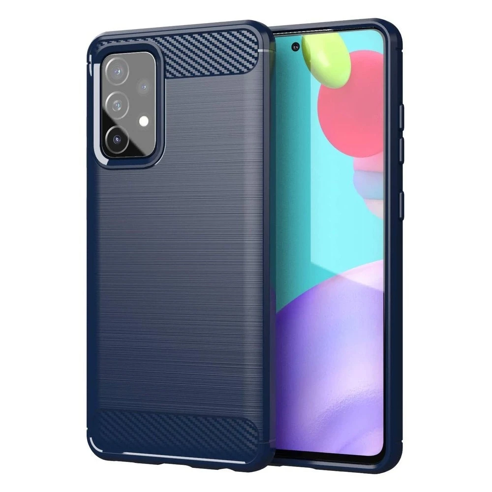 Hurtel Carbon dėklas skirtas Samsung Galaxy A72 4G, mėlynas