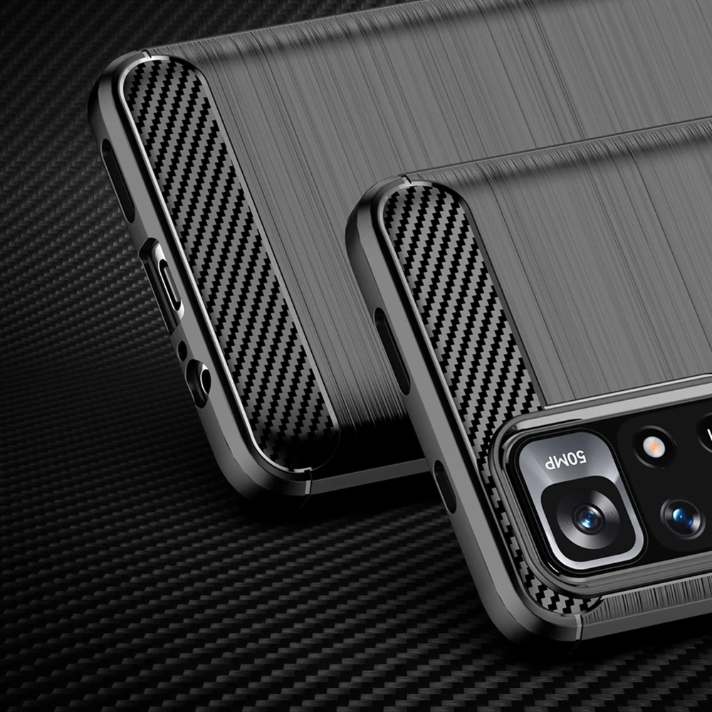Hurtel Carbon dėklas skirtas Xiaomi Redmi Note 11, juodas