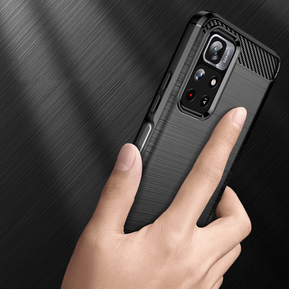 Hurtel Carbon dėklas skirtas Xiaomi Redmi Note 11, juodas