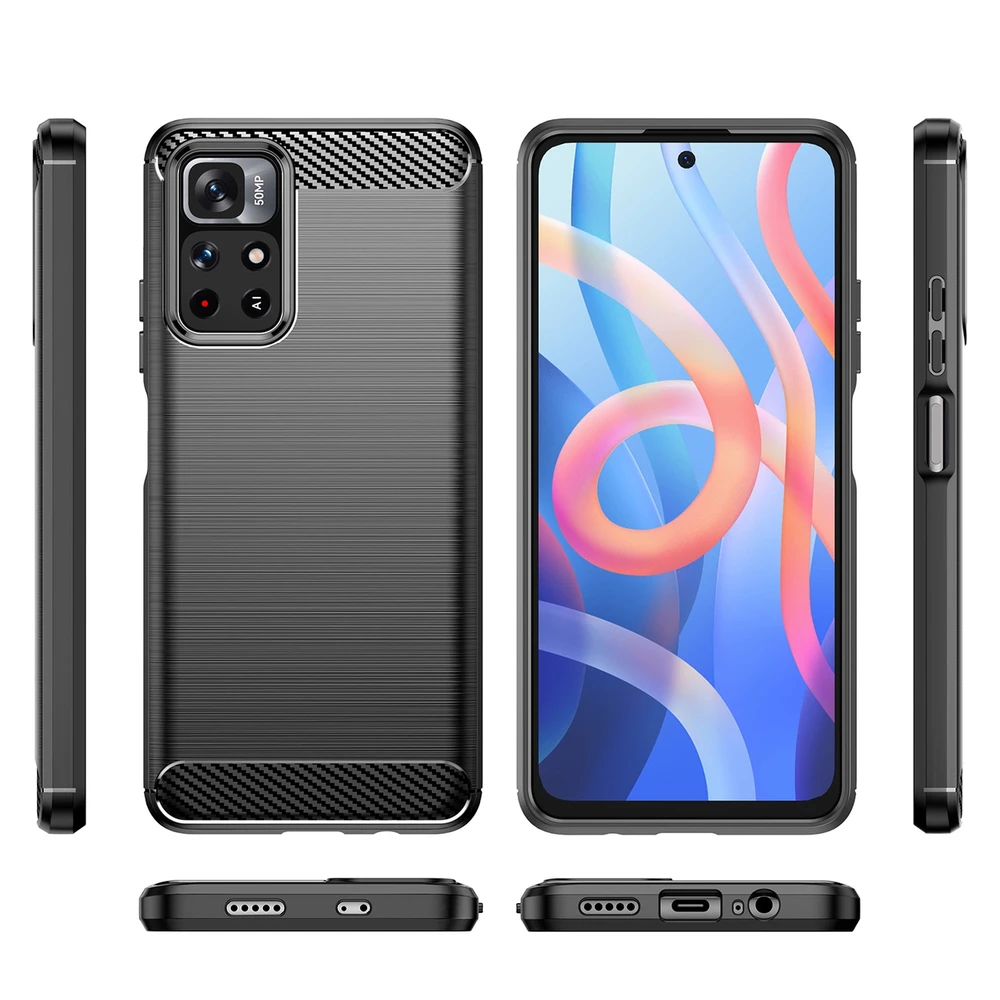 Hurtel Carbon dėklas skirtas Xiaomi Redmi Note 11, juodas