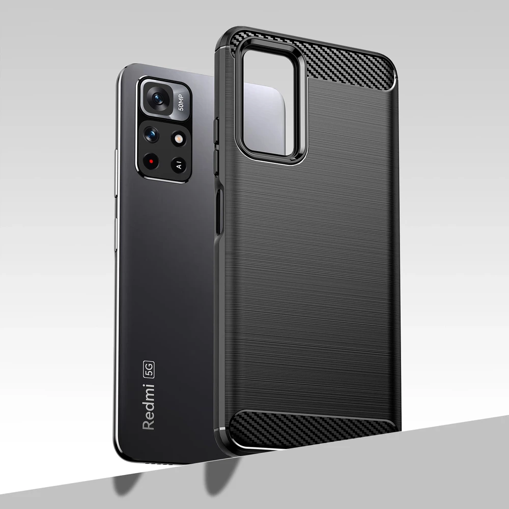 Hurtel Carbon dėklas skirtas Xiaomi Redmi Note 11, juodas