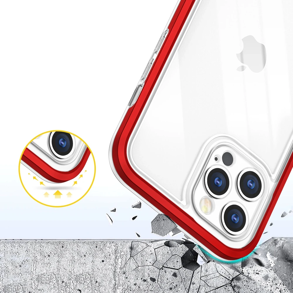 Hurtel Clear dėklas skirtas iPhone 12 Pro Max, raudonas