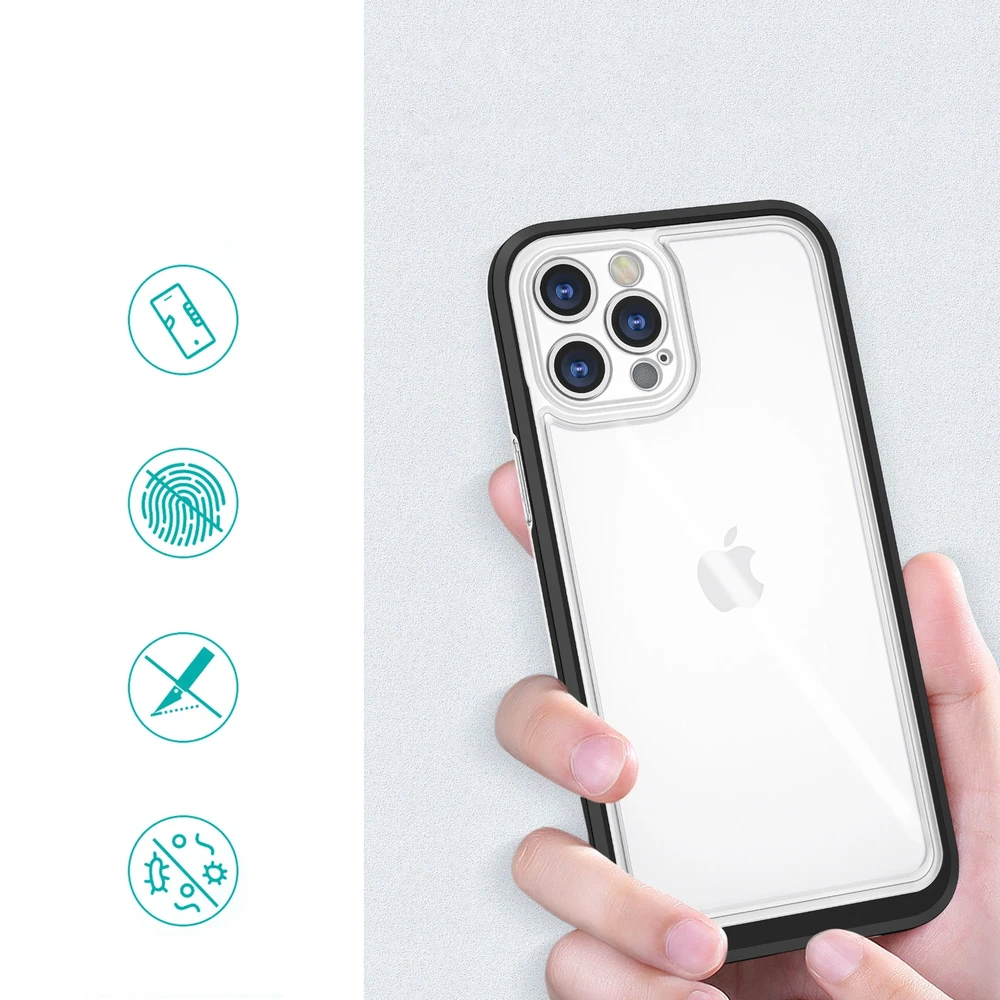 Hurtel Clear dėklas skirtas iPhone 12 Pro Max, juodas