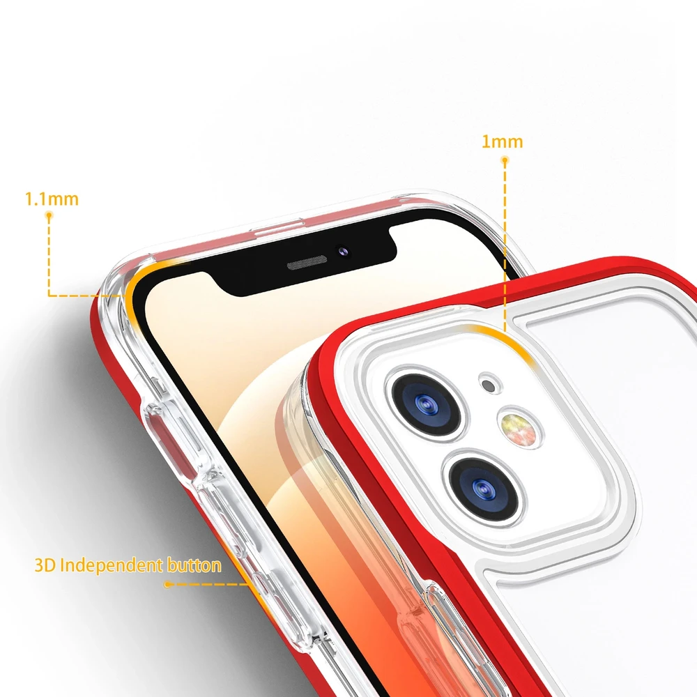 Hurtel Clear dėklas skirtas iPhone 12, raudonas