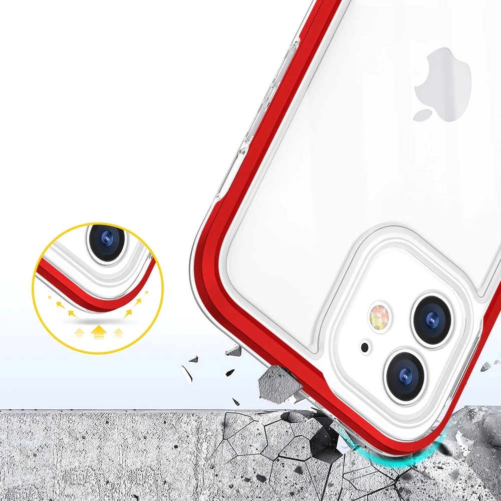 Hurtel Clear dėklas skirtas iPhone 12, raudonas
