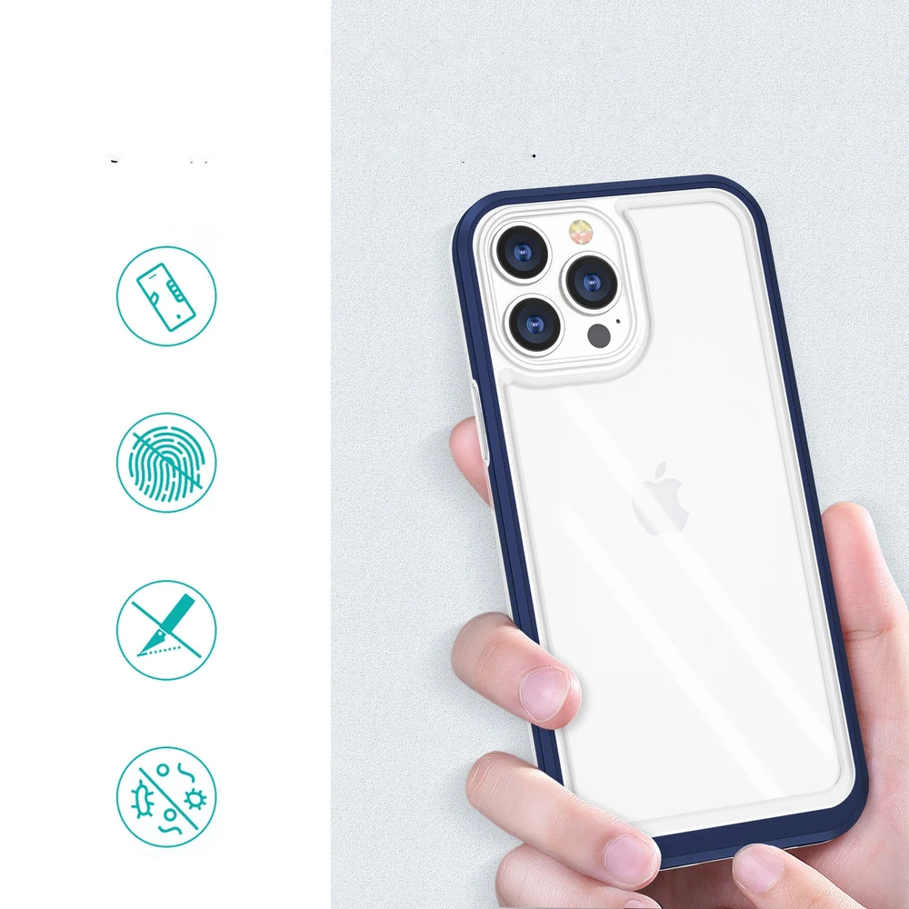 Hurtel Clear dėklas skirtas iPhone 13 Pro, mėlynas