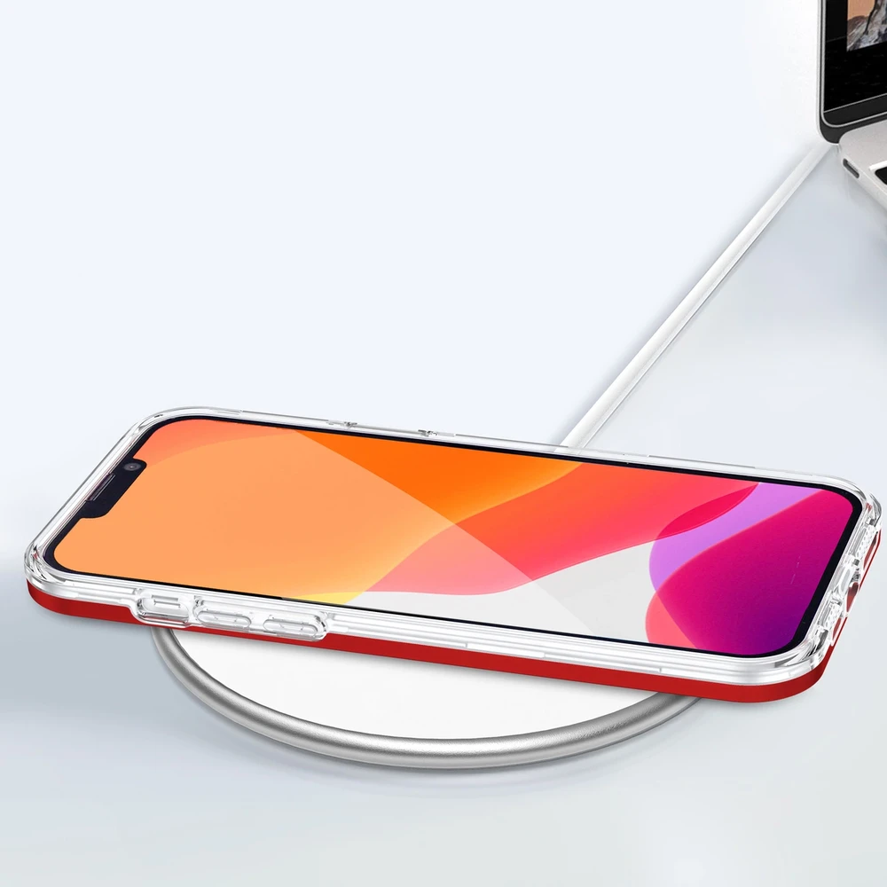 Hurtel Clear dėklas skirtas iPhone 13 Pro, raudonas