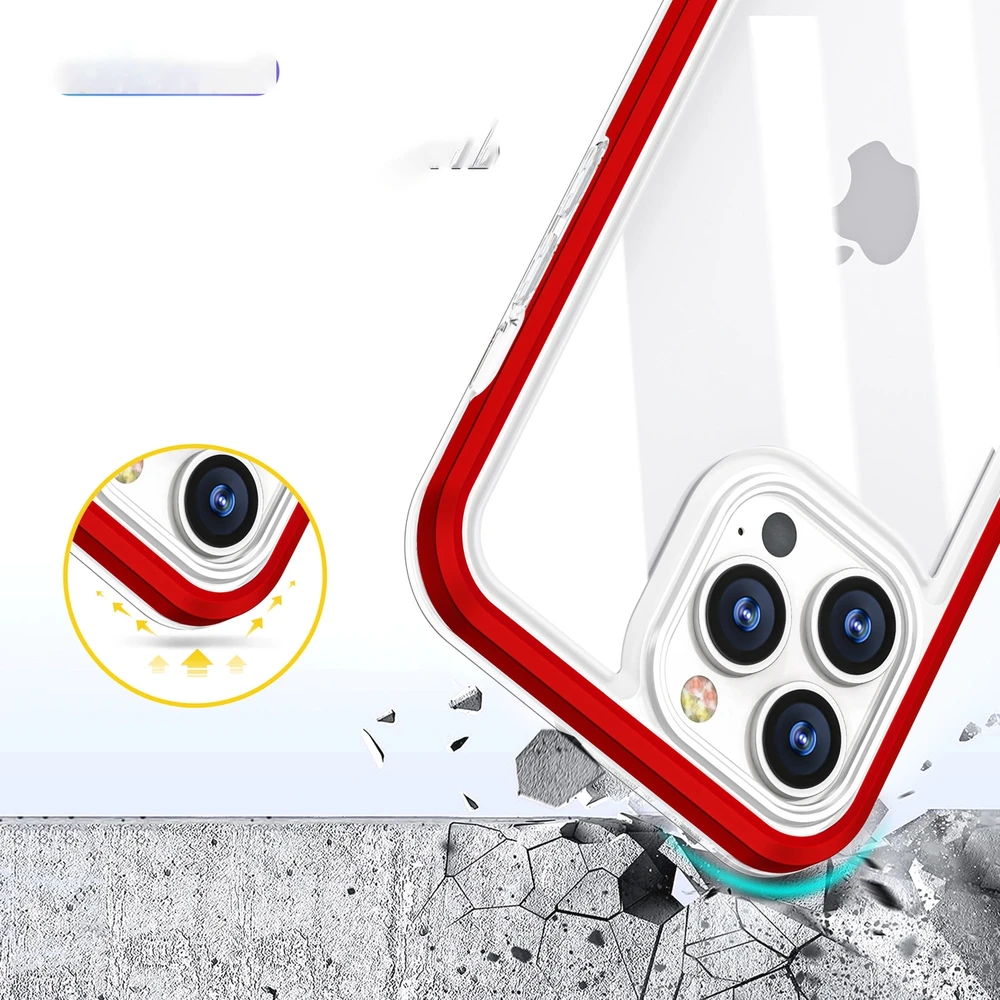 Hurtel Clear dėklas skirtas iPhone 13 Pro, raudonas