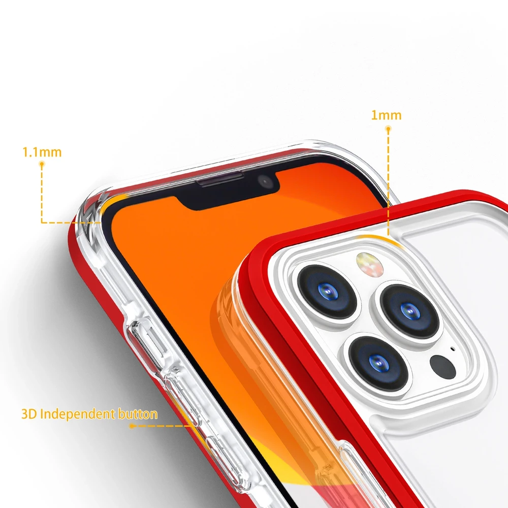 Hurtel Clear dėklas skirtas iPhone 13 Pro, raudonas