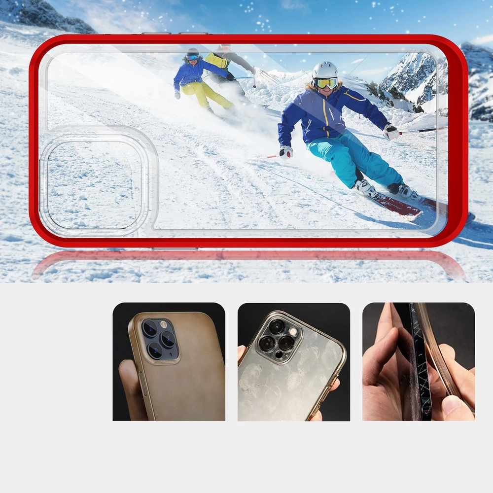 Hurtel Clear dėklas skirtas iPhone 13 Pro Max, raudonas