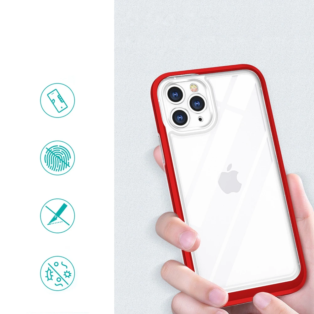 Hurtel Clear dėklas skirtas iPhone iPhone 11 Pro Max, raudonas