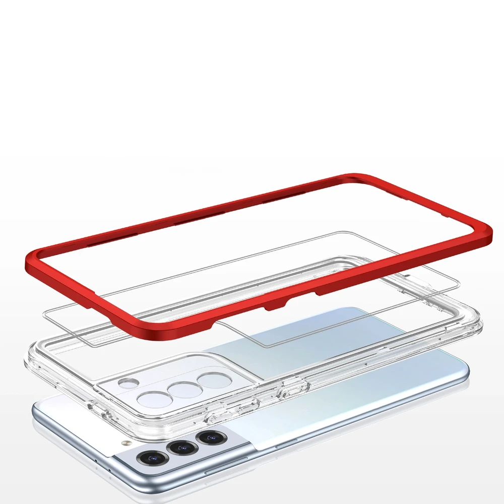 Hurtel Clear dėklas skirtas Samsung Galaxy S21 + 5G (S21 Plus 5G), raudonas