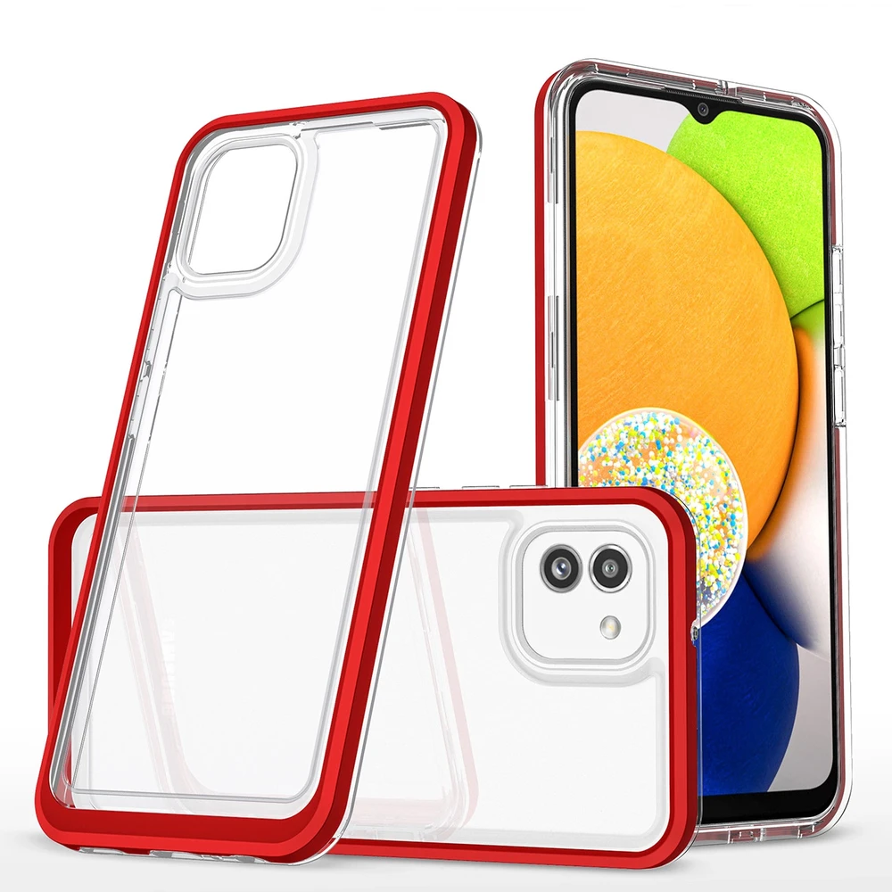 Hurtel Clear dėklas skirtas Samsung Galaxy A03, raudonas