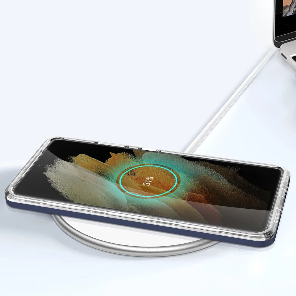 Hurtel Clear dėklas skirtas Samsung Galaxy S22 Ultra, mėlynas