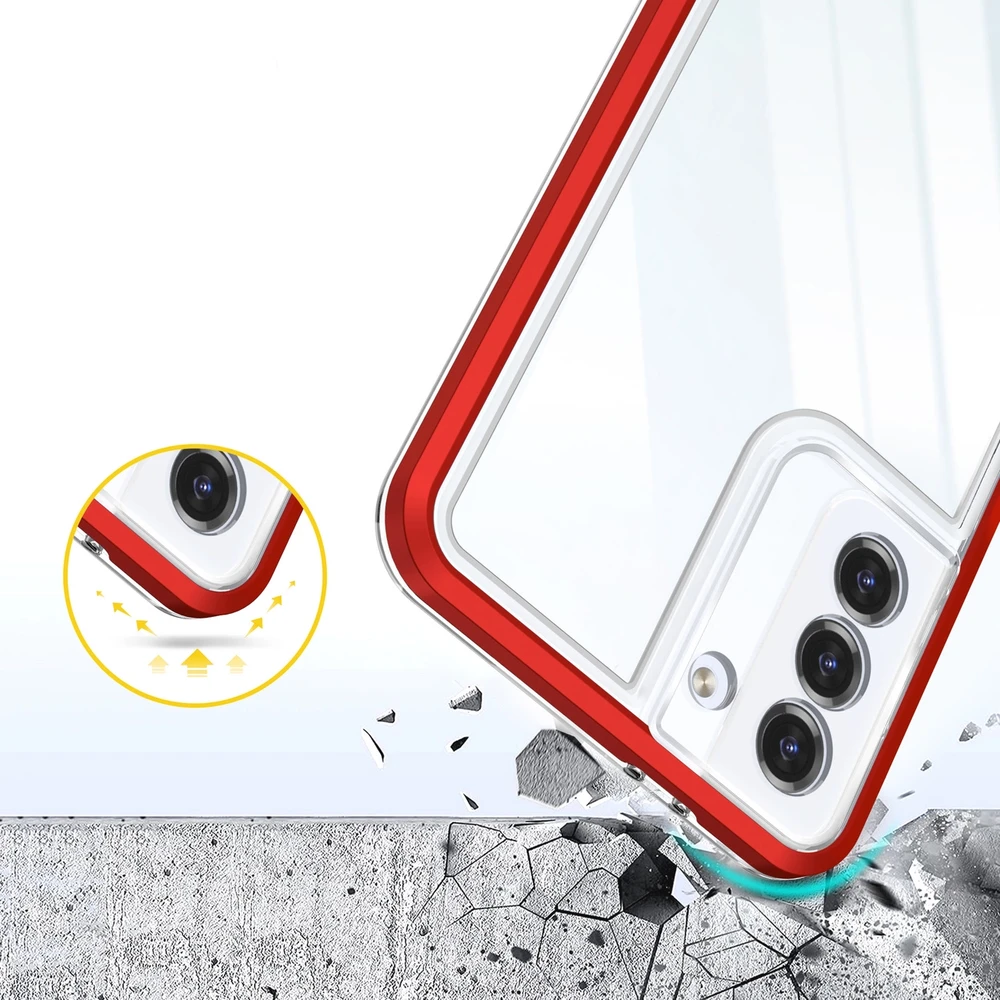Hurtel Clear dėklas skirtas Samsung Galaxy S22 + (S22 Plus), raudonas