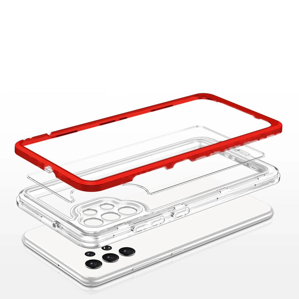 Hurtel Clear dėklas skirtas Samsung Galaxy A72 4G, raudonas