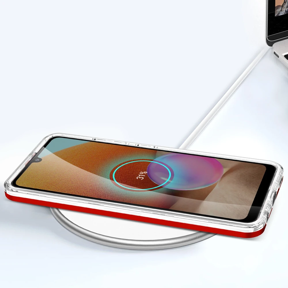 Hurtel Clear dėklas skirtas Samsung Galaxy A32 5G, raudonas