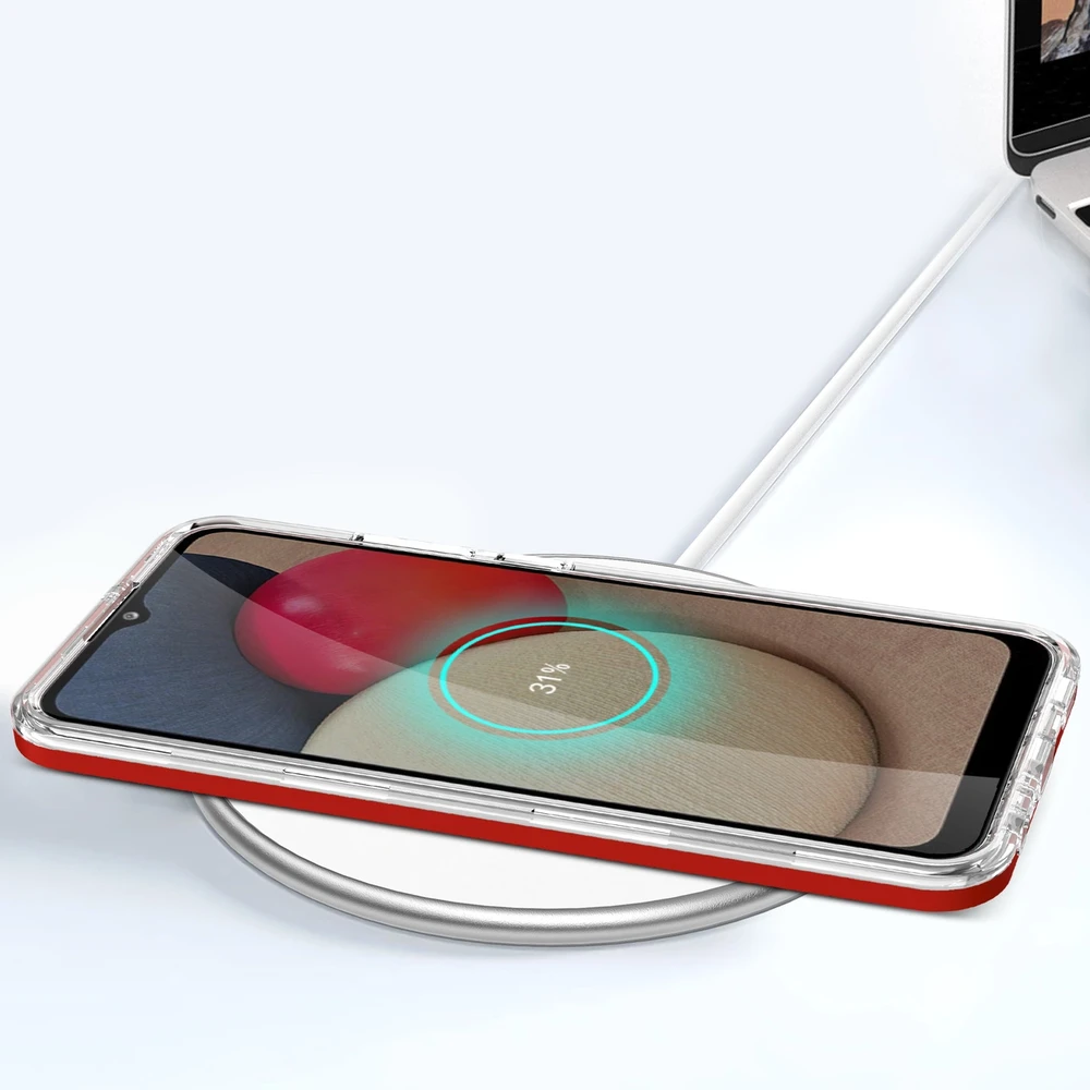 Hurtel Clear dėklas skirtas Samsung Galaxy A03s (166), raudonas