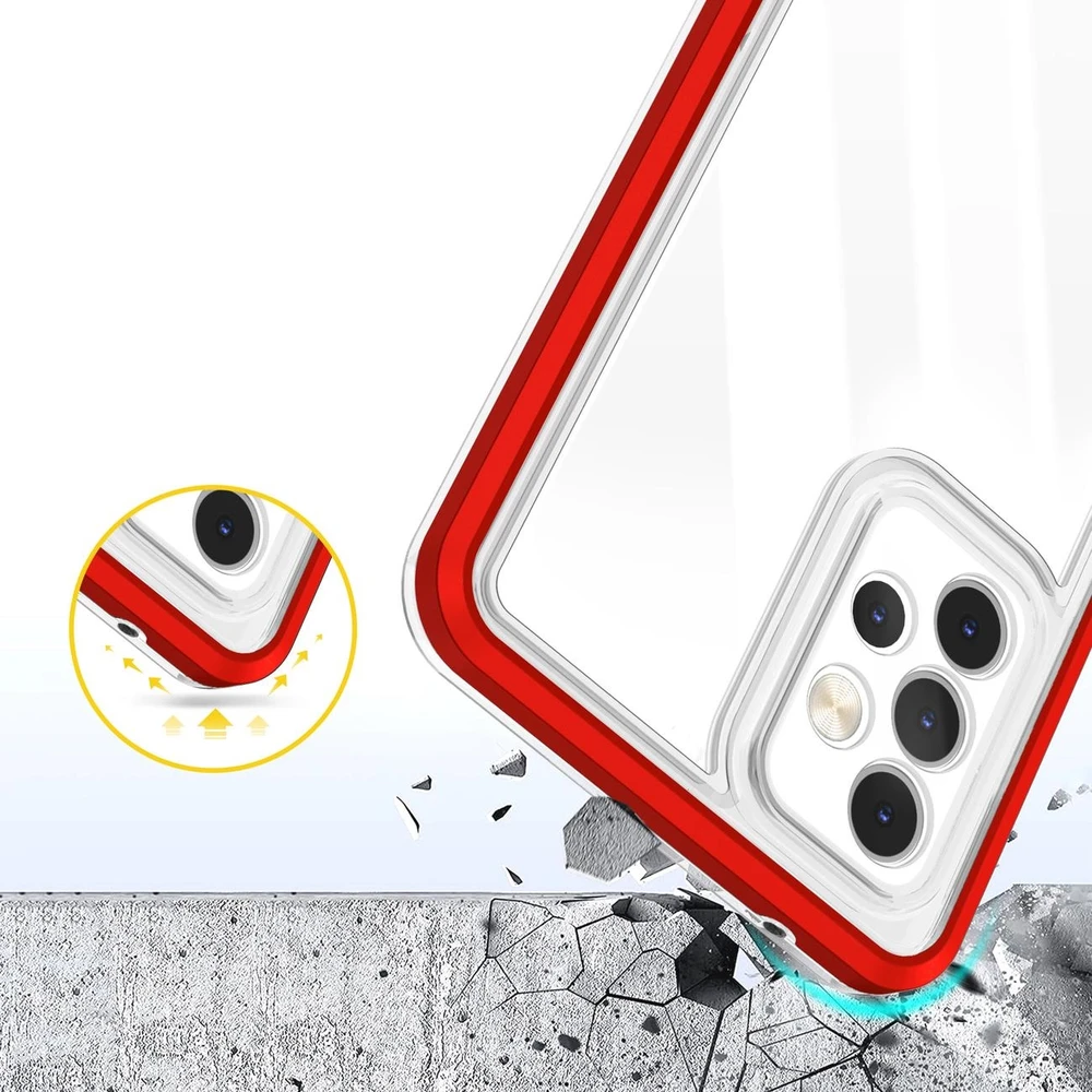 Hurtel Clear dėklas skirtas Samsung Galaxy A73, raudonas