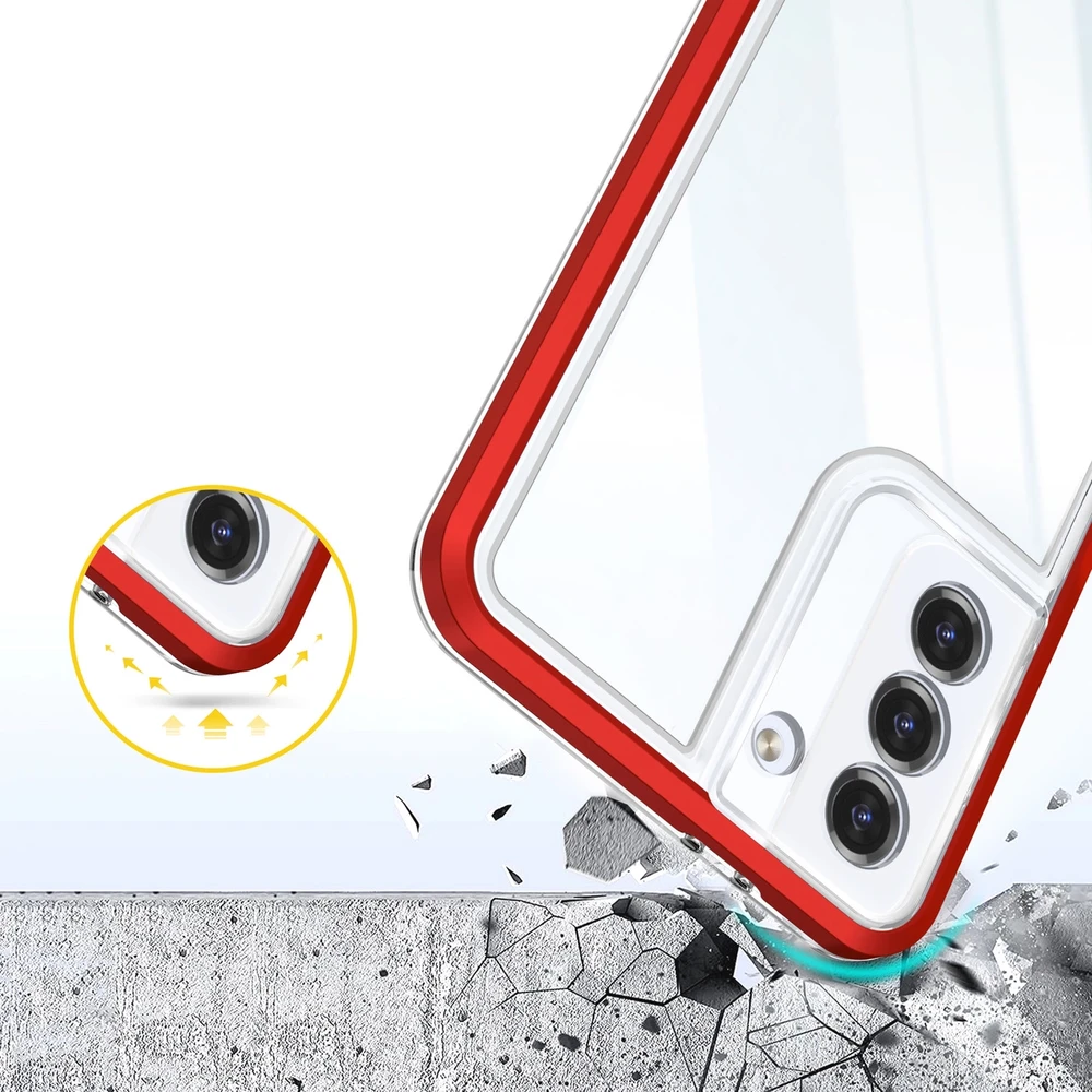 Hurtel Clear dėklas skirtas Samsung Galaxy S21 + 5G (S21 Plus 5G), raudonas