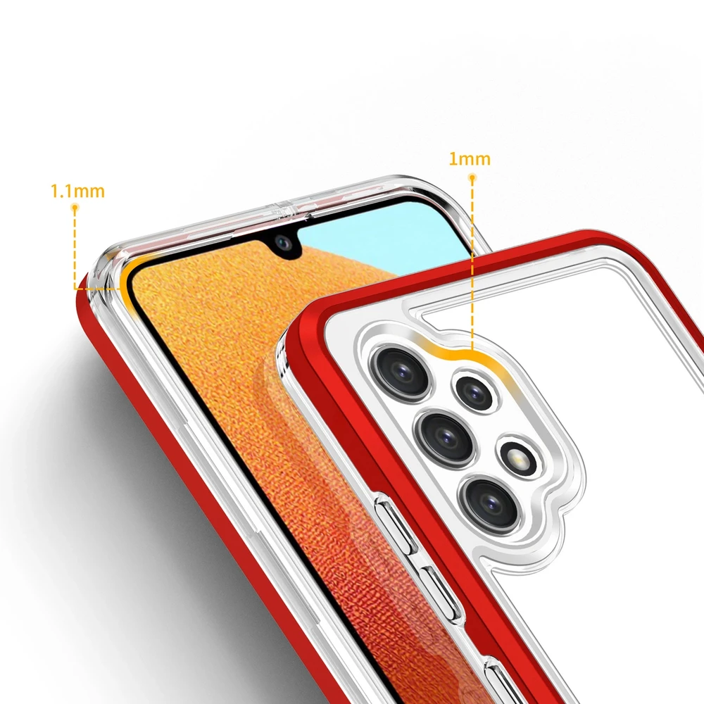Hurtel Clear dėklas skirtas Samsung Galaxy A72 4G, raudonas