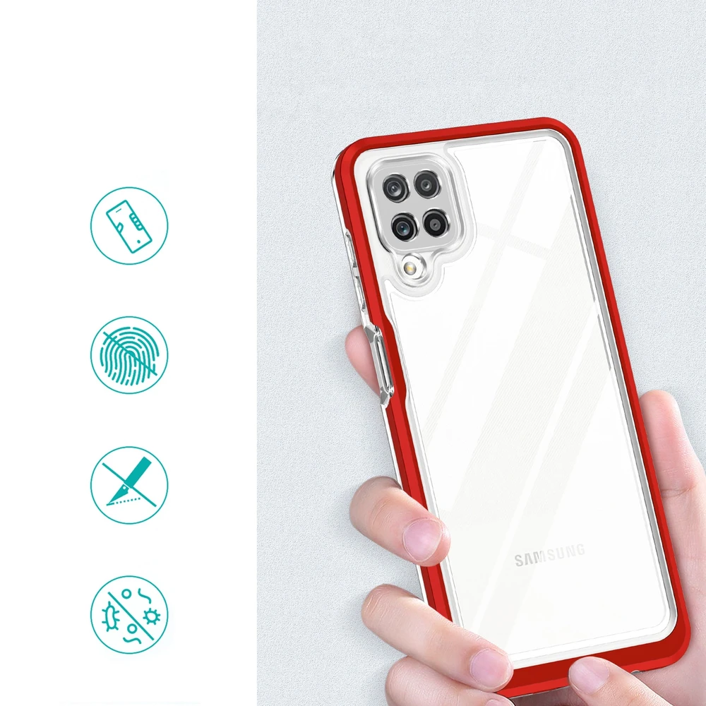 Hurtel Clear dėklas skirtas Samsung Galaxy A22 4G, raudonas