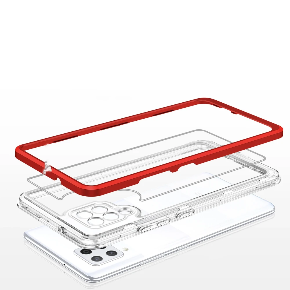 Hurtel Clear dėklas skirtas Samsung Galaxy A42 5G, raudonas