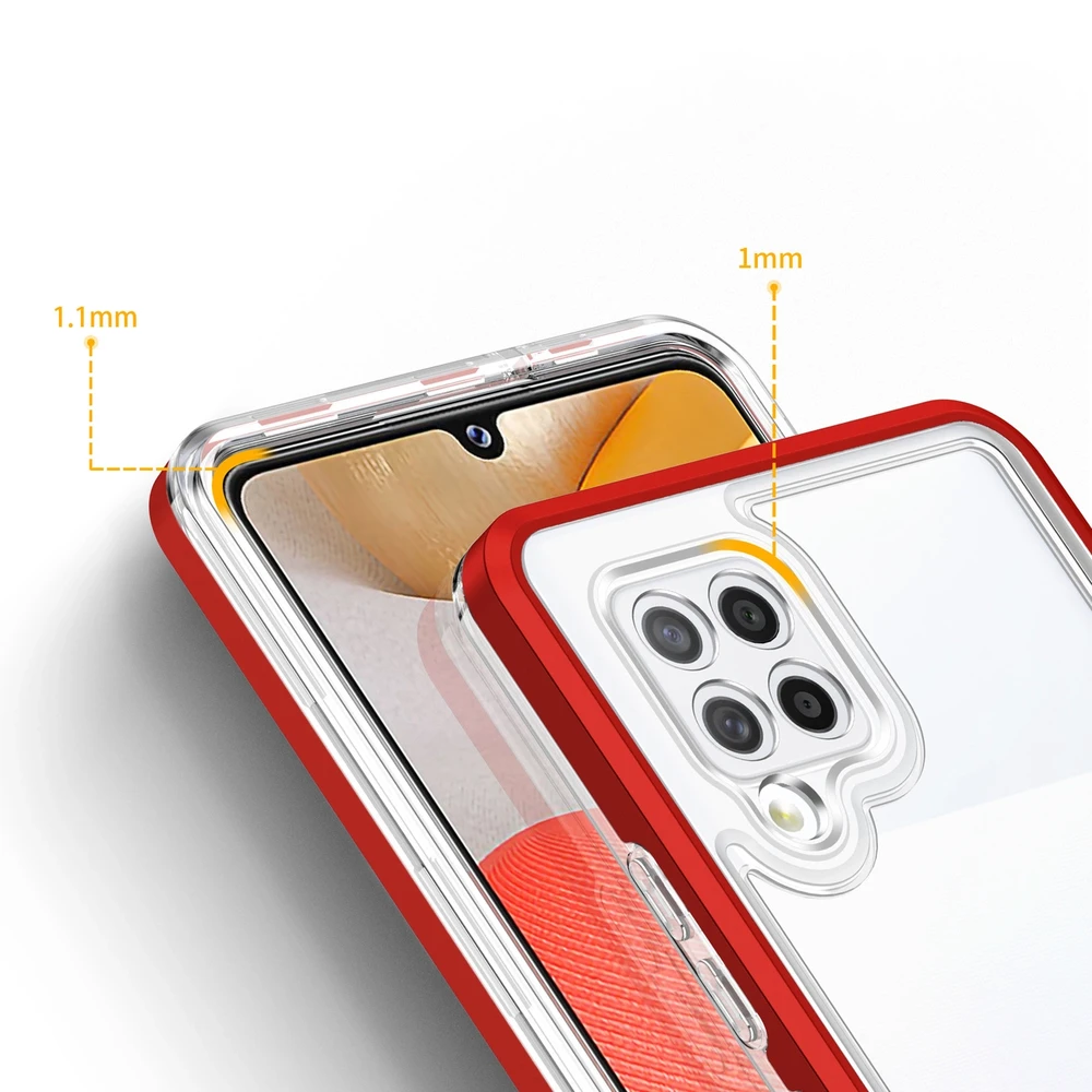Hurtel Clear dėklas skirtas Samsung Galaxy A42 5G, raudonas
