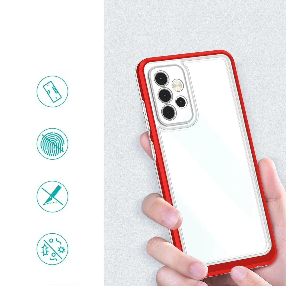 Hurtel Clear dėklas skirtas Samsung Galaxy A13 5G, raudonas