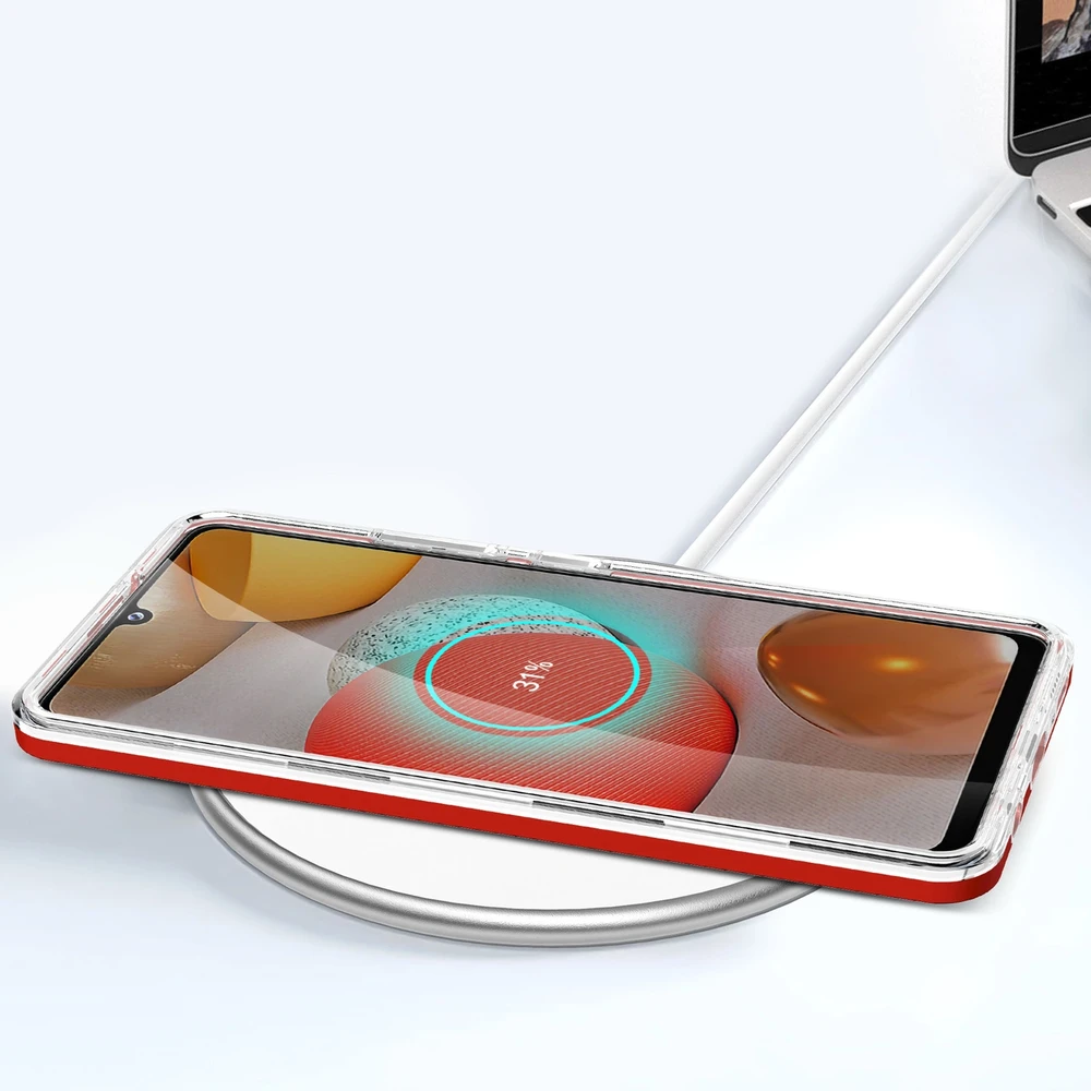 Hurtel Clear dėklas skirtas Samsung Galaxy A42 5G, raudonas