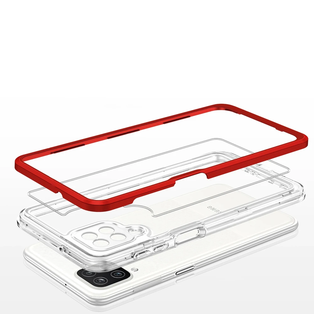 Hurtel Clear dėklas skirtas Samsung Galaxy A22 4G, raudonas