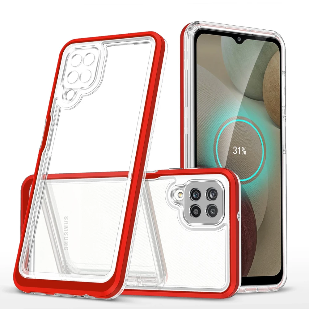 Hurtel Clear dėklas skirtas Samsung Galaxy A22 4G, raudonas
