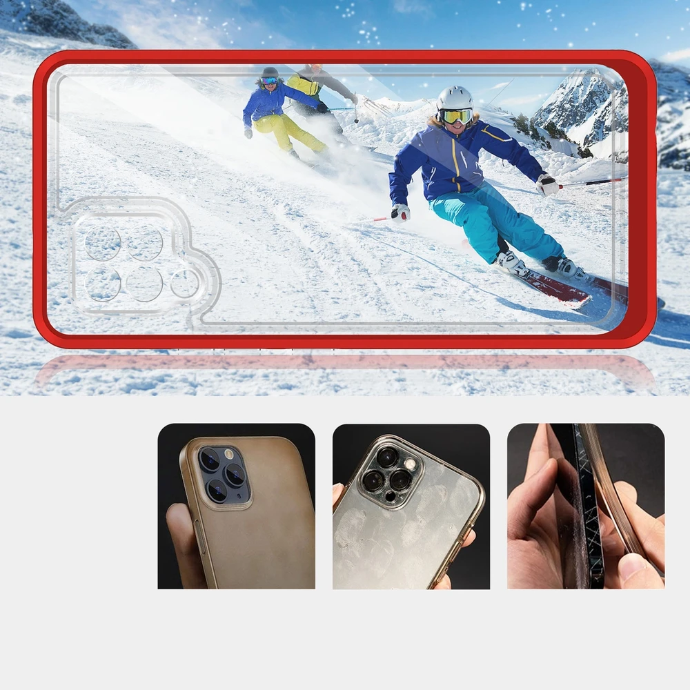 Hurtel Clear dėklas skirtas Samsung Galaxy A42 5G, raudonas