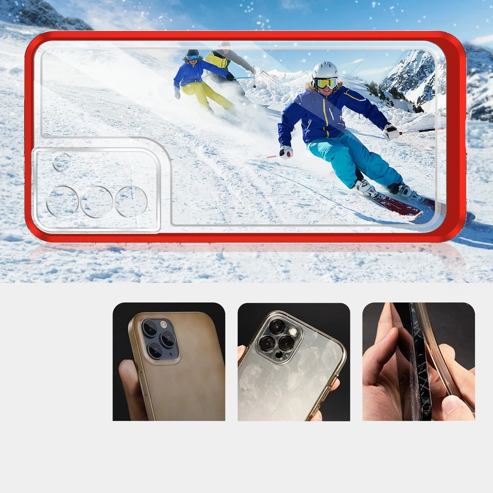 Hurtel Clear dėklas skirtas Samsung Galaxy S23, raudonas