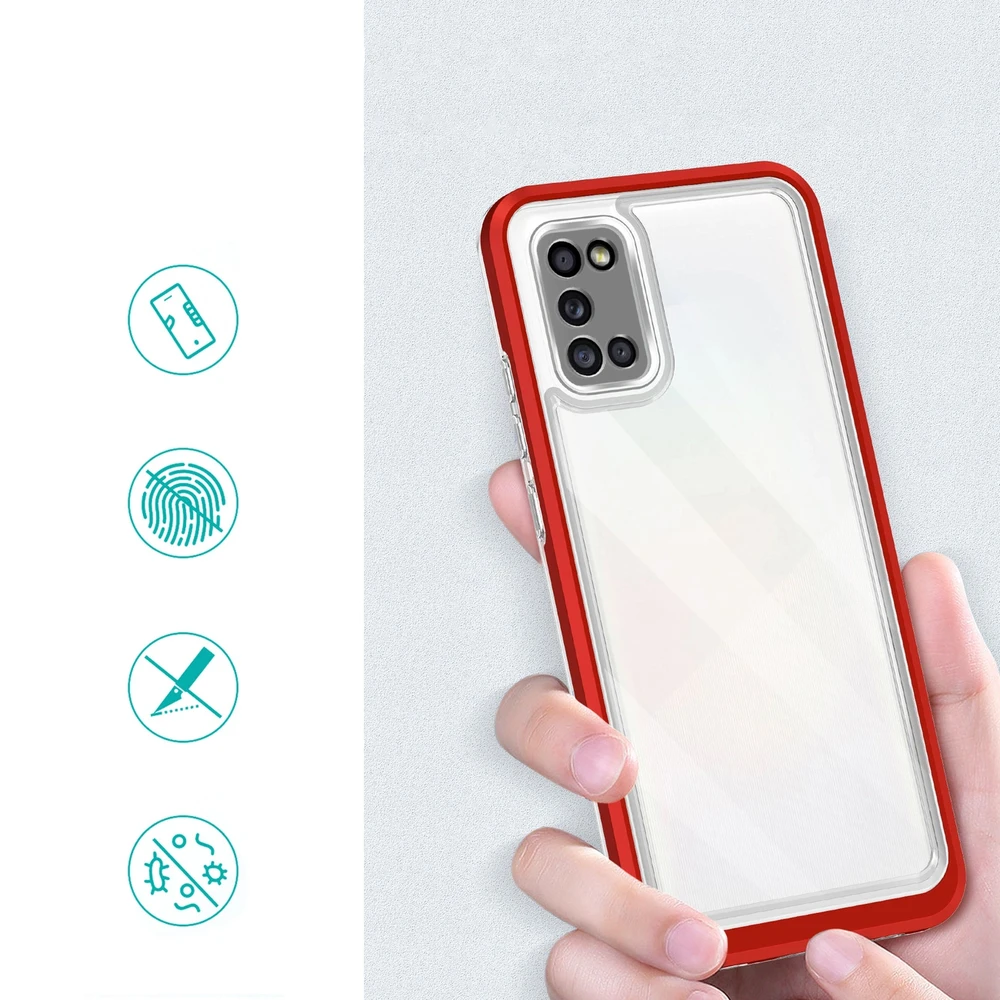 Hurtel Clear dėklas skirtas Samsung Galaxy A03s (166), raudonas