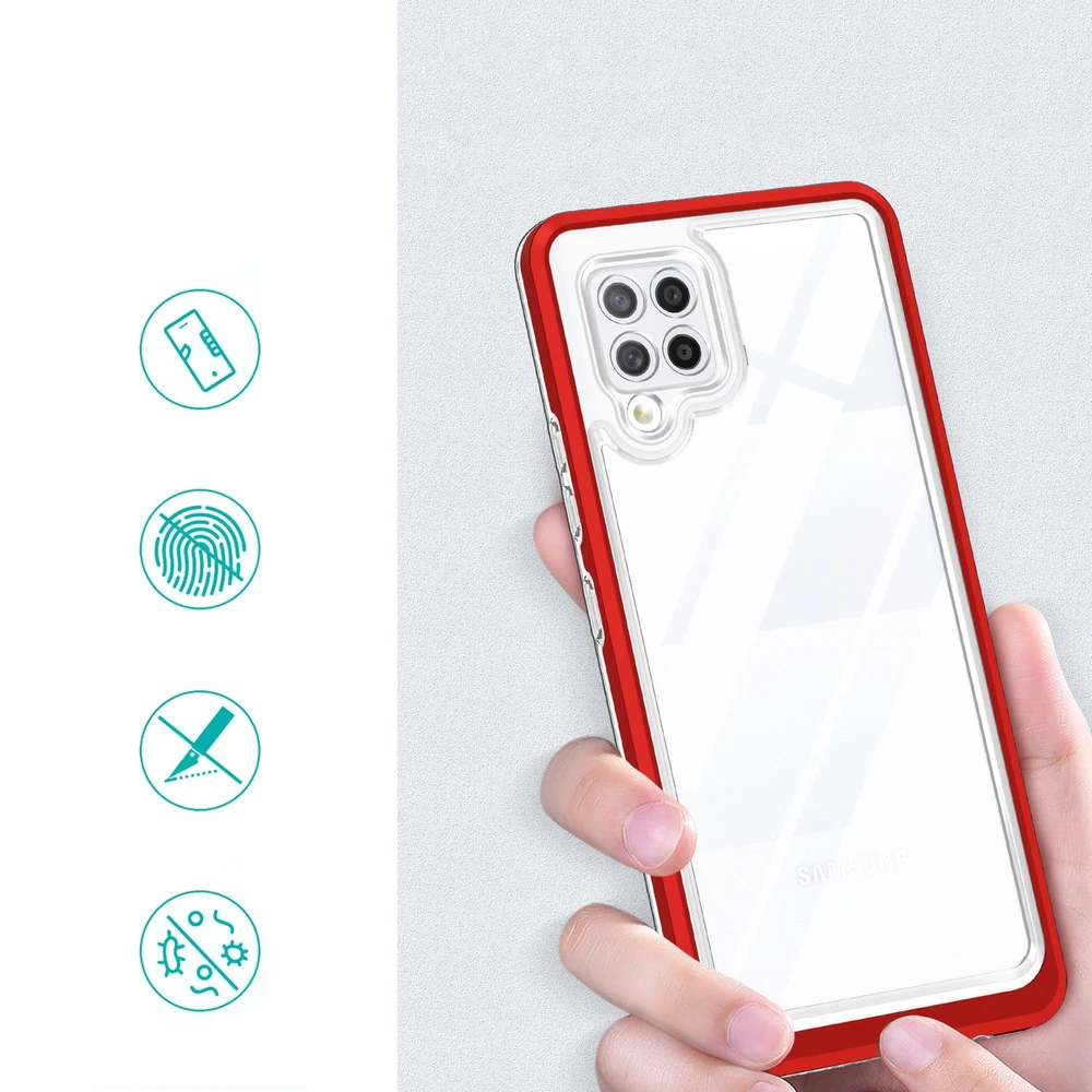 Hurtel Clear dėklas skirtas Samsung Galaxy A42 5G, raudonas
